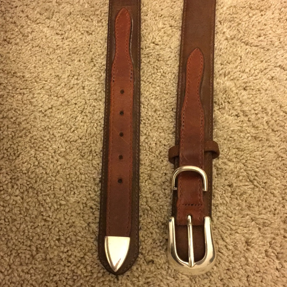 Vintage Orvis Leather Belt Solid Brass Buckle